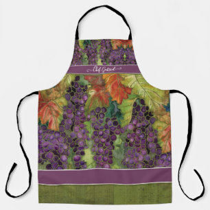 Tablier Raisins de vin Aquarelle Batik Napa Valley Nom du