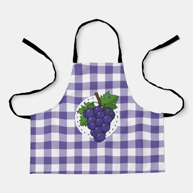 Tablier Raisins sur Plaid violet blanc (Recto)