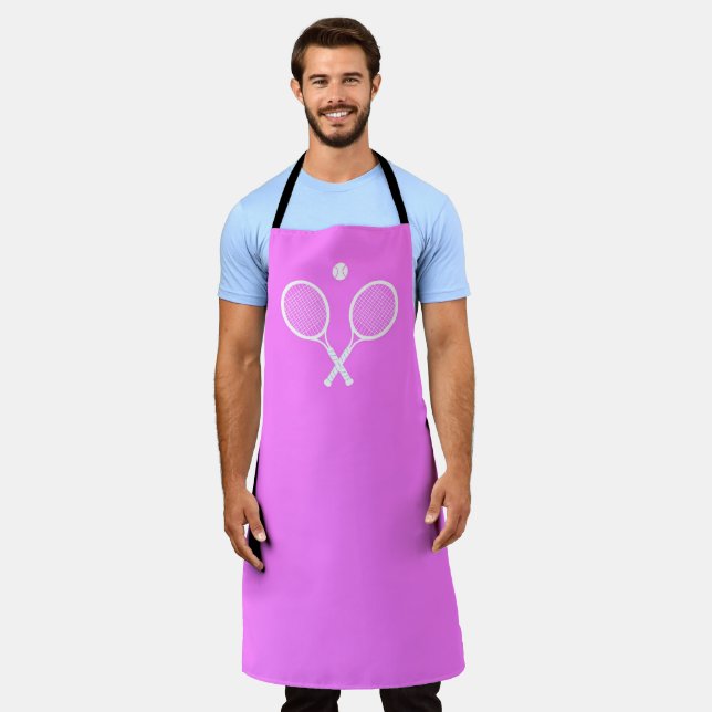 Tablier Raquettes de tennis et boule rose (Porté)