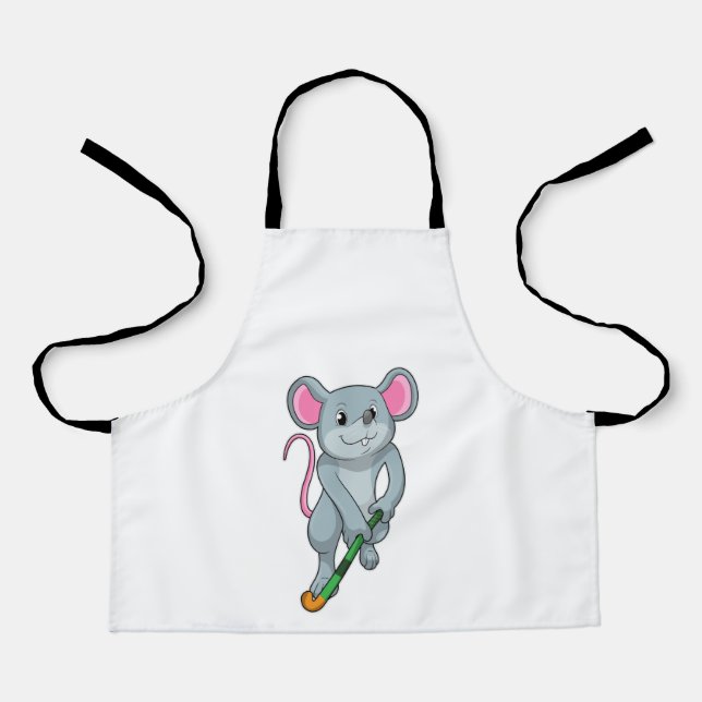Tablier Rat au hockey avec chauve-souris de hockey (Recto)
