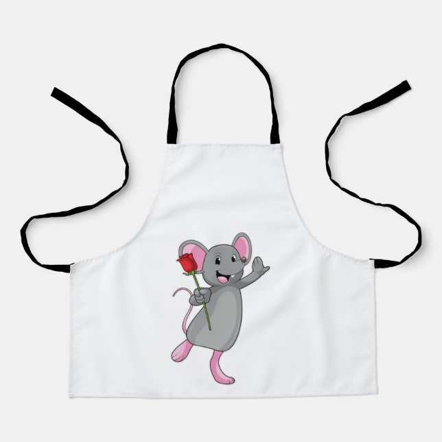 Tablier Rat avec fleur Rose (Recto)