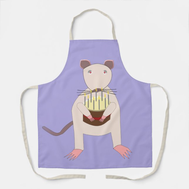 Tablier Rat de Siamese avec gâteau d'anniversaire (Recto)