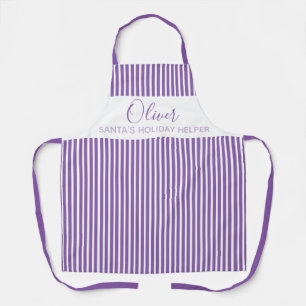 Tablier rayé violet d'aide aux fêtes de Noël moder