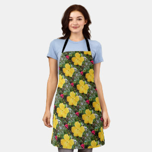 Tablier "Rayonnement d'or : Fleur d'Hibiscus jaune sur un 