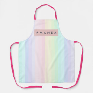 Tablier Rayure arc-en-ciel pastel personnalisée