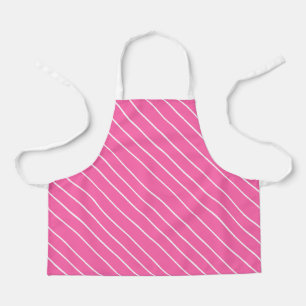 Tablier Rayure blanche diagonale sur fond rose couleur per