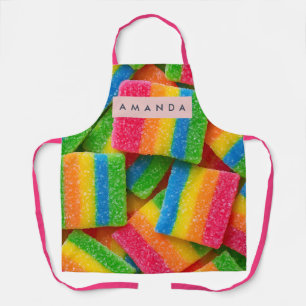 Tablier Rayure de bonbon arc-en-ciel vibrant personnalisée