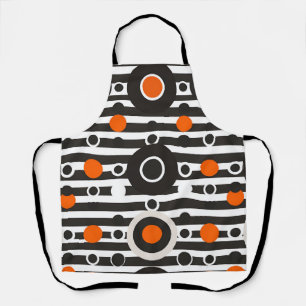 Tablier Rayure de cercle rétro orange noir
