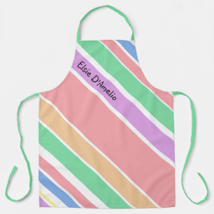 Tablier Rayure diagonale moderne pastel personnalisée