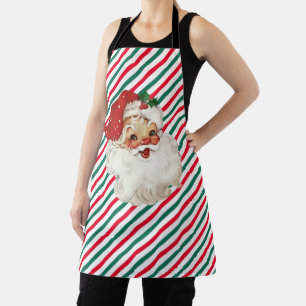 Tablier Rayure Festive Rouge Vert De Cadeau De Père Noël