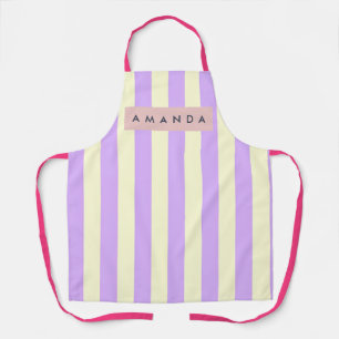Tablier Rayure Pastel Personnalisée Lavande et Crème