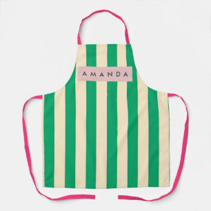 Tablier Rayure verte et crème vintage personnalisée