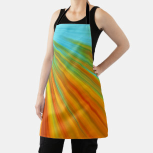 Tablier rayures Abstraites rouge jaune orange vert sur ble