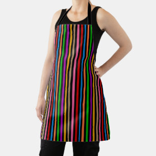 Tablier Rayures arc-en-ciel colorées - Noir