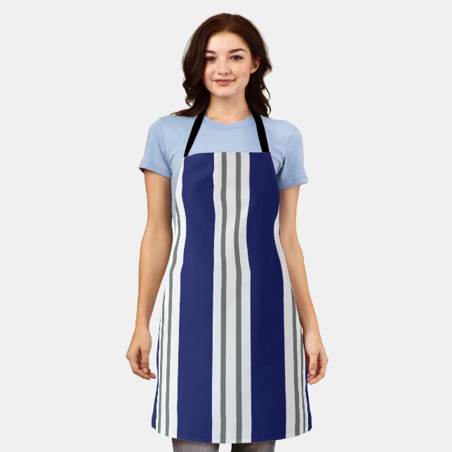 Tablier Rayures Bleues et Blanches Côtières (Porté)