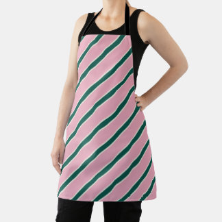 Tablier Rayures de bonbon rose et vert