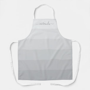 Tablier Rayures dégradées pastel gris avec nom personnalis