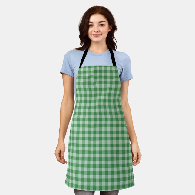 Tablier Rayures Gingham Menthe (Porté)