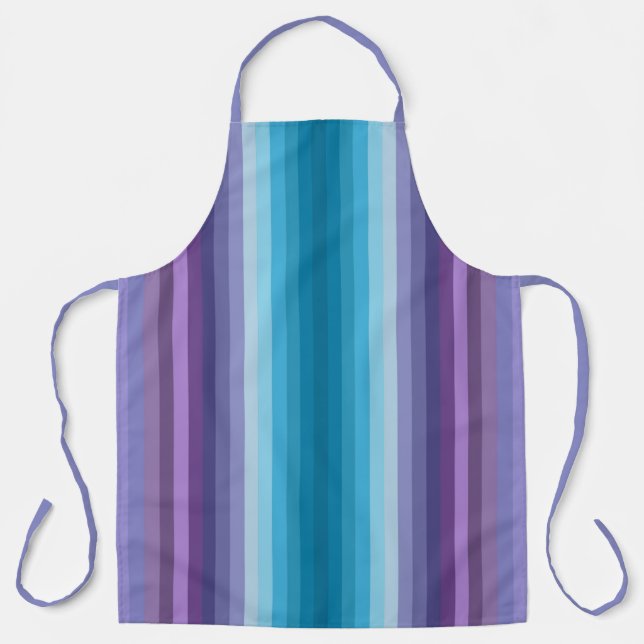 Tablier Rayures Inspirées de la Mode Bleue et Violette Col (Recto)