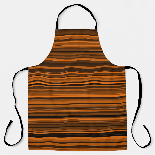 Tablier Rayures Marron Noir Orange (Recto)