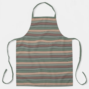 Tablier Rayures Marron Vert Et Noir Sur Papier Aquarelle