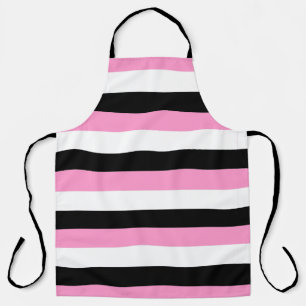 Tablier Rayures noires, blanches et roses 