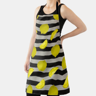 Tablier Rayures noires et blanches de citron moderne