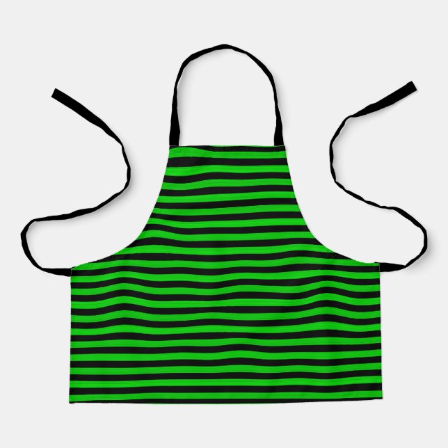 Tablier Rayures noires vert citron Motif sans couture (Recto)