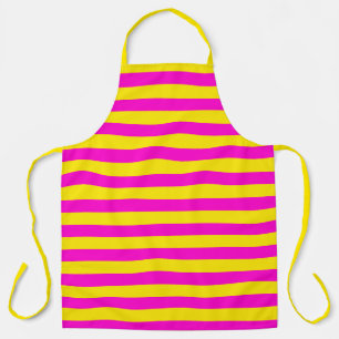 Tablier Rayures rose vif et jaune canari