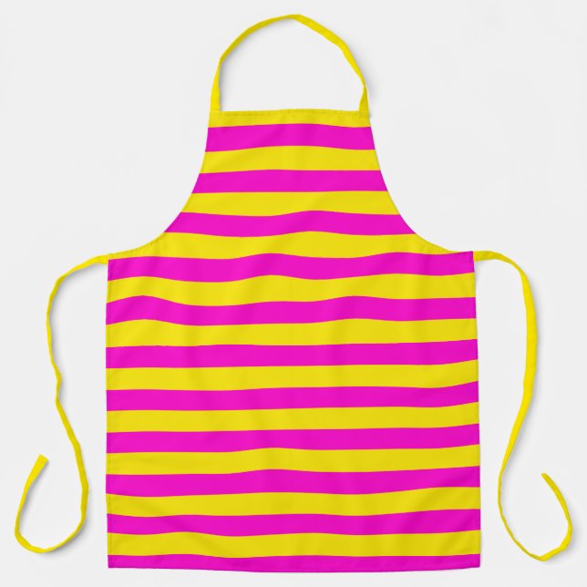 Tablier Rayures rose vif et jaune canari (Recto)