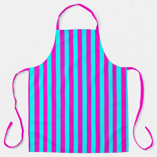 Tablier Rayures Turquoise Vert Bleu Cyan Et Rose Chaud