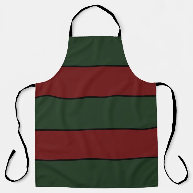 Tablier Rayures vertes et rouges de Noël classiques (Recto)