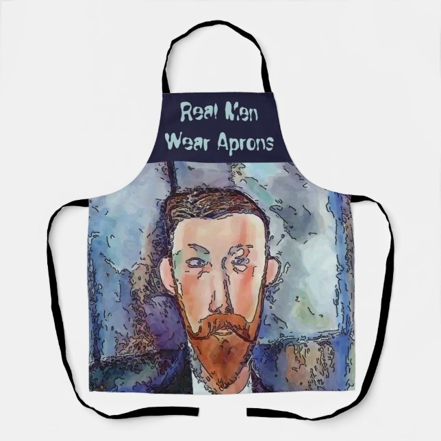 Tablier Real Men Cartoon Design ajouter du texte, Apron (Recto)