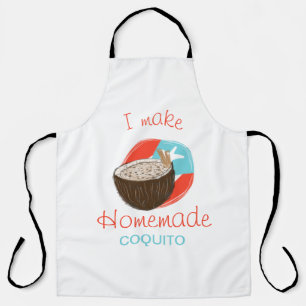 Tablier Recette de Coquito Boisson Coco Hand Drawn Entrepr
