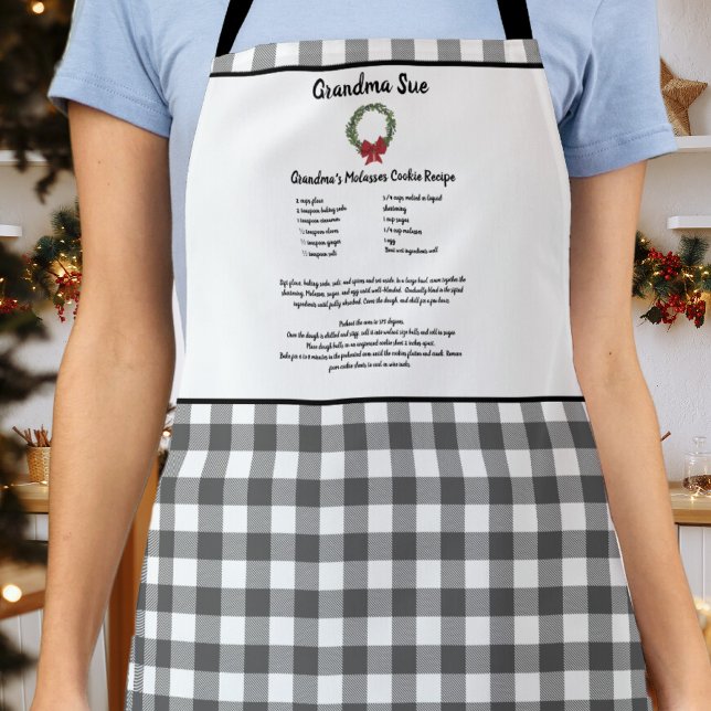 Tablier Recette Keepsaké Xmas Cookie Gris Plaid Wreath (Créateur téléchargé)