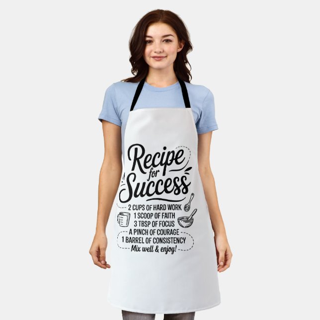 Tablier Recette pour le Succès – Citation de Cuisine Chale (Porté)