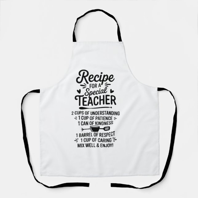 Tablier Recette pour une cuisine spéciale pour professeur  (Recto)