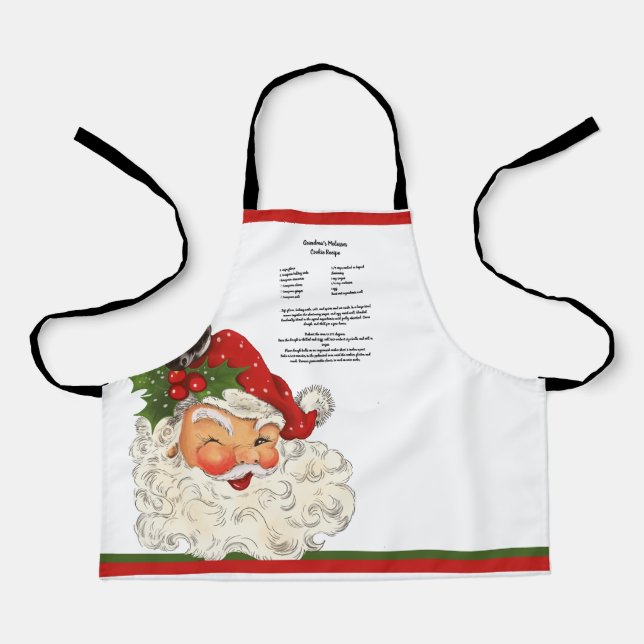 Tablier Recette souvenir Noël Père Noël vintage (Recto)
