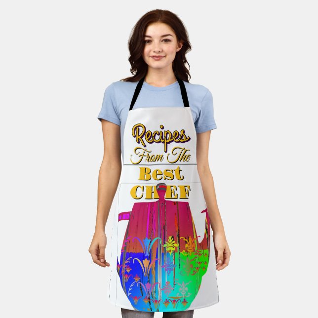 Tablier Recettes Du Meilleur Chef Café Pot Blanc (Porté)