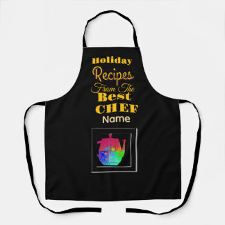 Tablier Recettes du meilleur chef Pot à café noir 