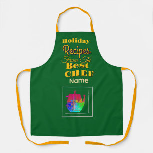 Tablier Recettes du meilleur chef Pot à café vert