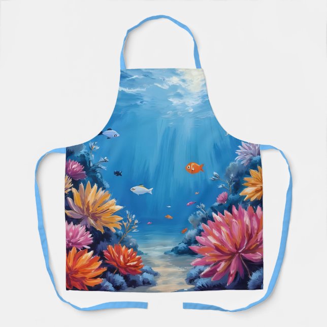 Tablier Récif de corail sous la peinture de l'océan marin (Recto)