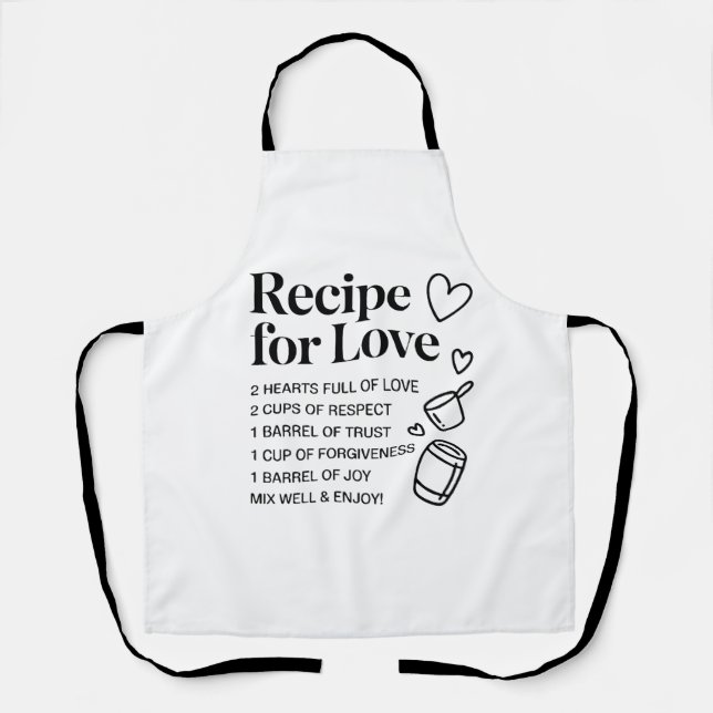 Tablier Recipe for Love Kitchen Romantic Quote Cooking Apr (Recto)