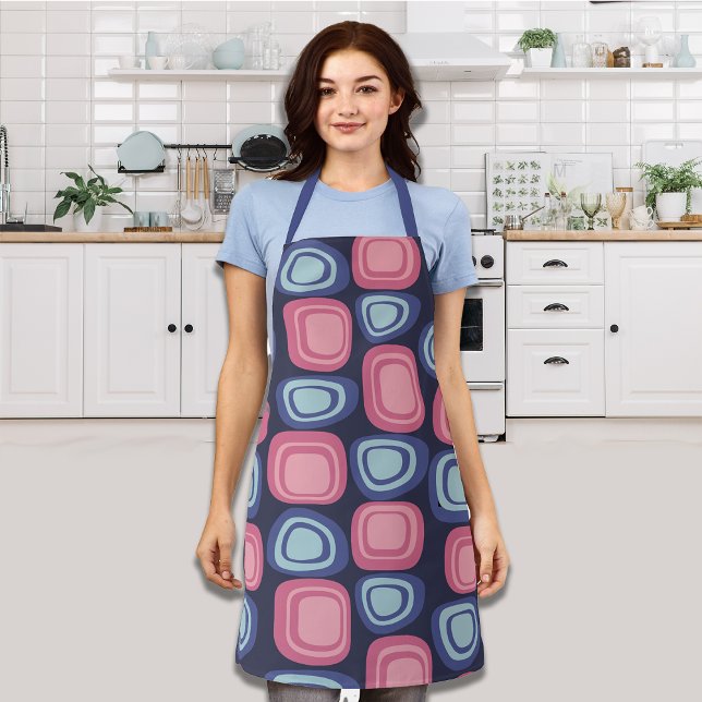 Tablier Rectangles organiques rétro bleu et rose (Créateur téléchargé)