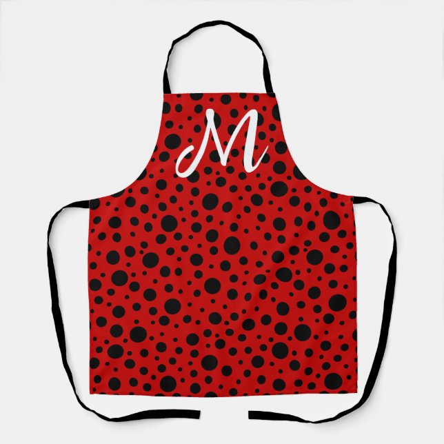 Tablier Red and black polka dots funny ladybug (Recto)