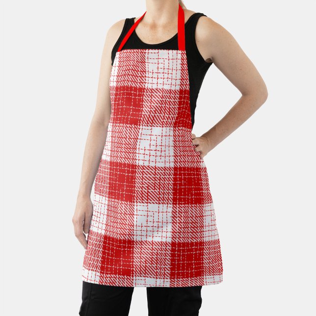 Tablier Red and White Bold Checkered Plaid Design  (Créateur téléchargé)
