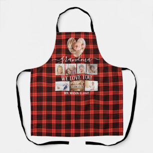 Tablier Red Black Plaid 8 Photo Collage Cadeau Personnalis