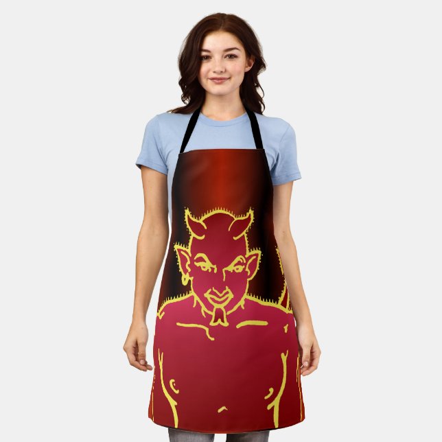 Tablier Red Devil souriant (Porté)