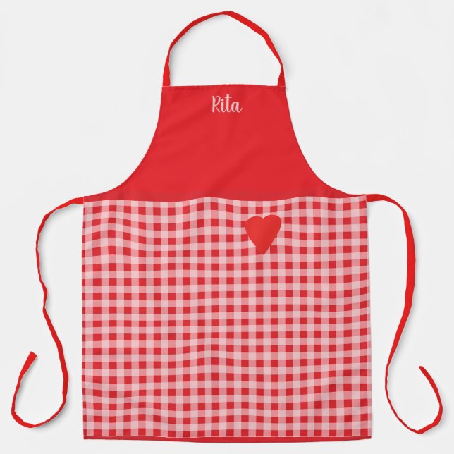 Tablier Red Gingham trimmed in Red Country Style  (Recto)
