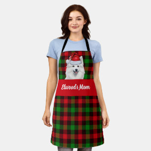 Tablier Red Green Plaid American Eskimo Chien Noël
